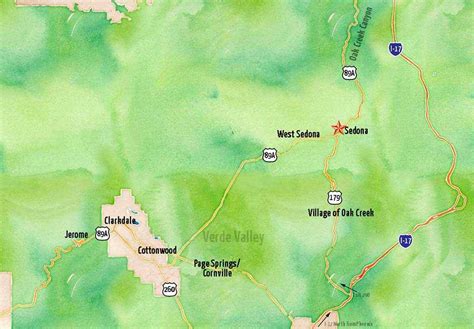 verde valley map cottonwood jerome camp verde