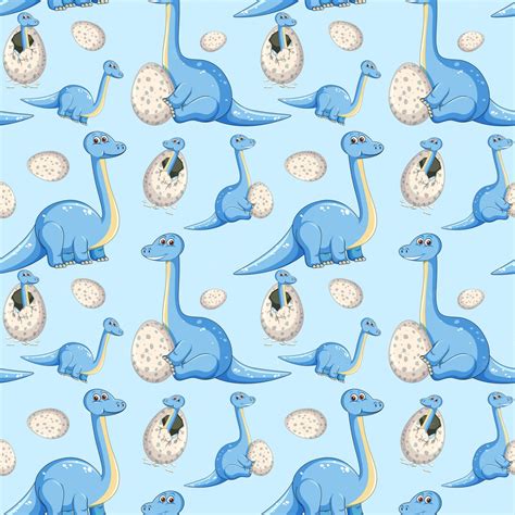 Premium Vector | Blue dinosaur seamless background