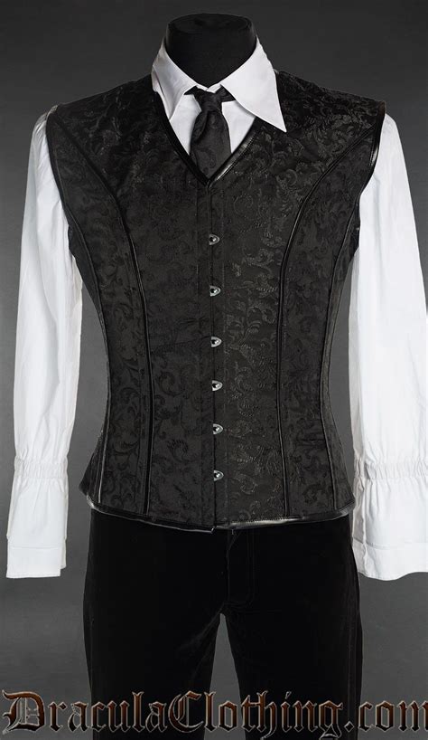 Black Brocade Corset Vest Male Corsets Gentlemens Clothing Corset Vest Corset Corset Outfit