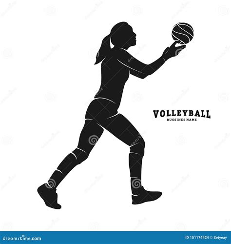 Vector Del Jugador De Voleibol Silueta Del Jugador De Voleibol