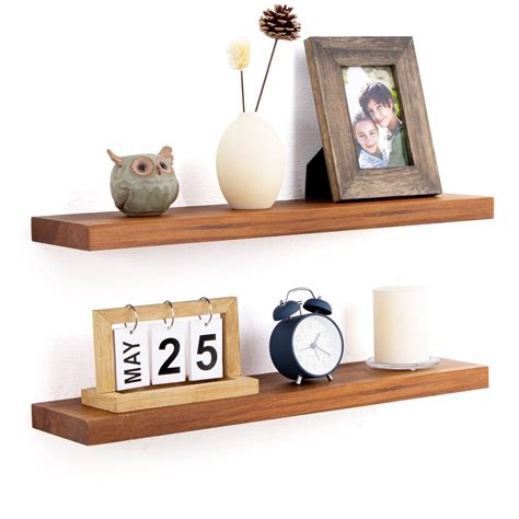 Fun Memories Floating Shelves 24 Inch Wood Wall Shelf Set Of 2 Nellis Auction