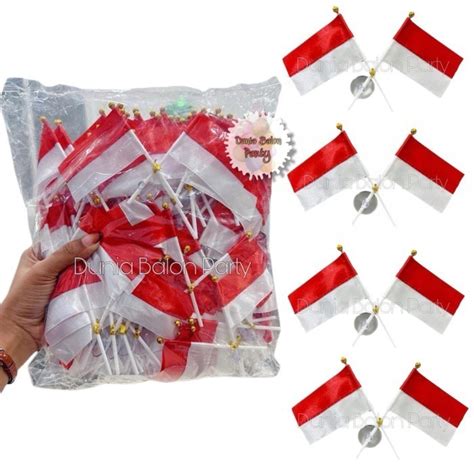 Jual Set Bendera Kaca Merah Putih Bendera Hiasan Tempel Kaca