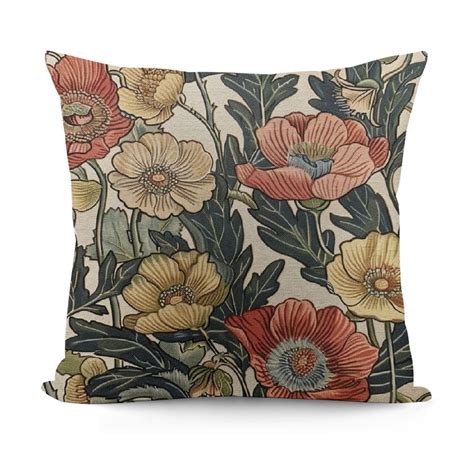 Creowell Brown Rust Red Vintage Floral Pillow Covers X Rustic