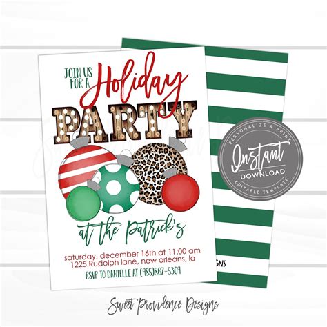 Holiday Party, Christmas Invitation, Editable Marquee Holiday Party ...