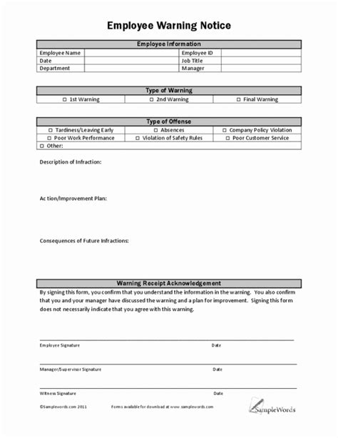 Employee Write Up Templates Luxury Free Employee Write Up Form Printable Excel Template Tate