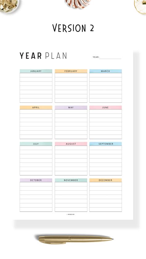 Printable Yearly Planner Template – mrsneat