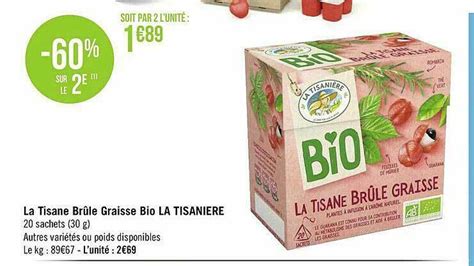 Promo La Tisane Brûle Graisse Bio La Tisanière chez Géant