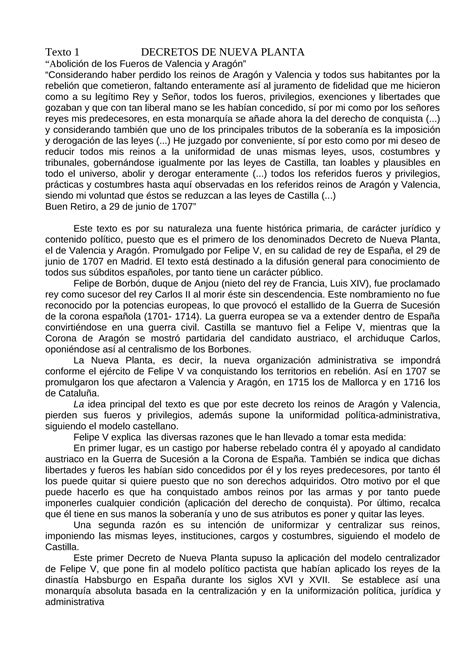 Decreto De Nueva Planta PDF