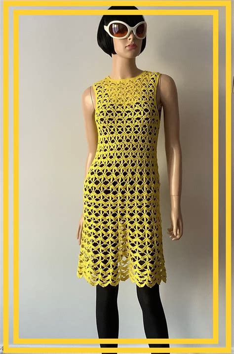 Vintage 1960s Crochet Mod Mini Dress Crochet Flapper Etsy Ireland