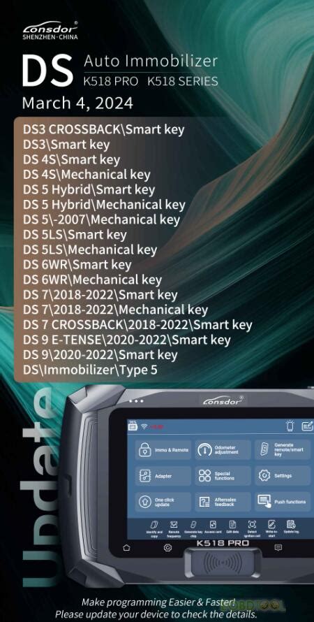 Lonsdor K518 Pro Update DS7 DS9 Immobilizer Car Models Till 2022