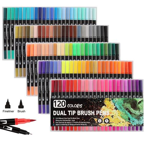 Buy Funnasting Dual Tip Brush Pens Colouring Pens 120 Colors Dual Brush Pens Art Markers With