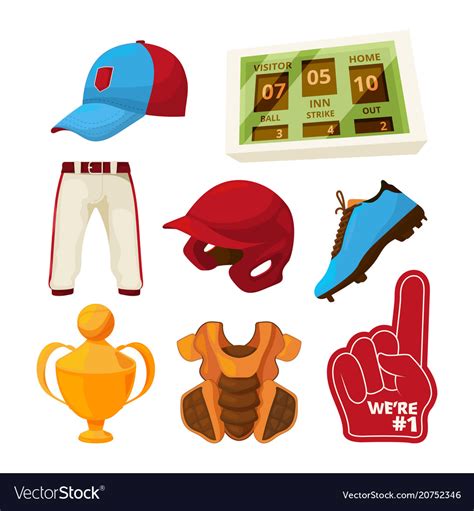 Various symbols of baseball Royalty Free Vector Image