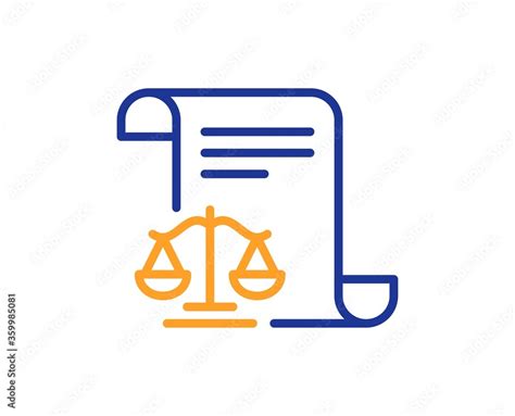 Legal Documents Line Icon Justice Scales Sign Judgement Doc Symbol