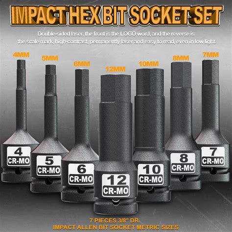 Snapklik Aiourx 3 8 Drive Master Impact Hex Bit Socket Set