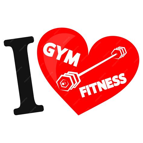 Premium Vector | I love the gym and fitness heart and dumbbell symbol