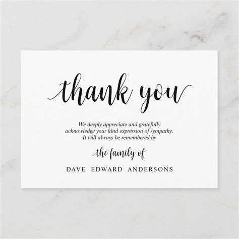 Funeral Thank You Note Card Bereavement Black Zazzle Funeral Thank