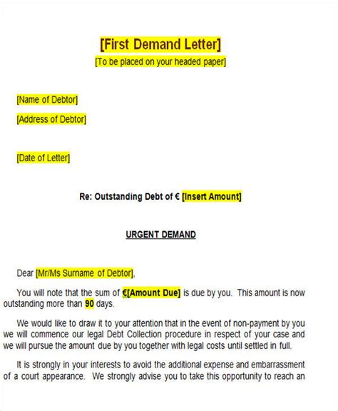 Free Demand Letter Samples In Pdf Google Docs Pages Word