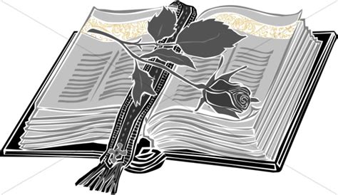 Bw Bible With Stylized Rose