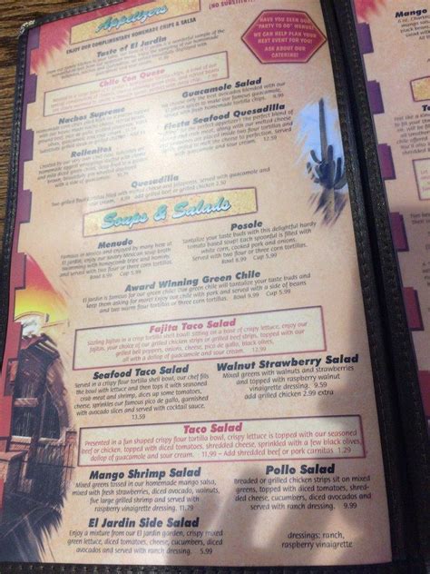 Menu at El Jardín Restaurant, Commerce City