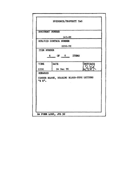 Figure 1 1 DA Form 4002 Evidence Property Tag