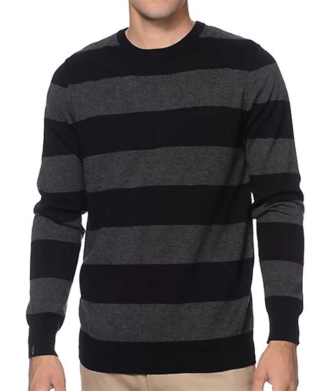 Empyre Pop Collar Grey Black Striped Sweater