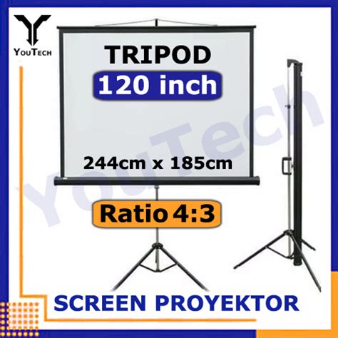 Jual Layar Proyektor Tripod 120 Ratio 4 3 Layar Tripod 120 Inch