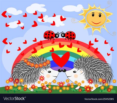 Two Lovers Cute Cartoon Hedgehogs A Boy Royalty Free Vector