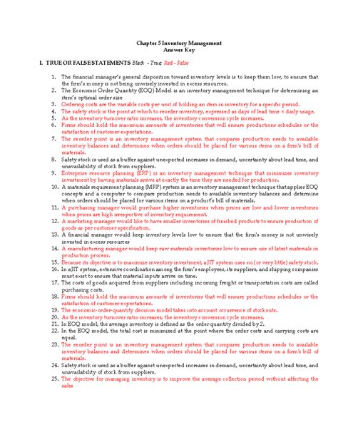 05 Inventory Management Answer Key - Chapter 5 Review - Studocu
