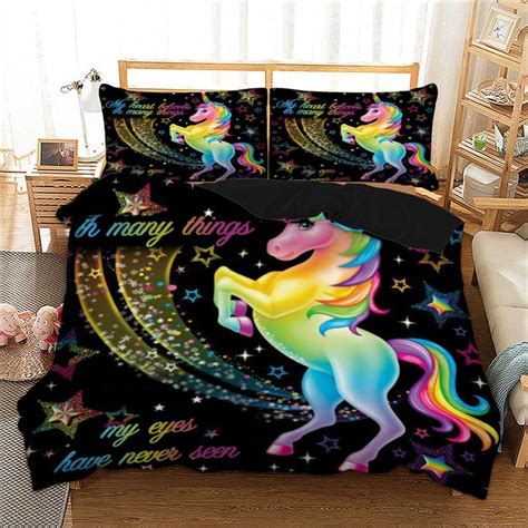 Housse De Couette Licorne Galaxie Toile Parures De Lit Personnes