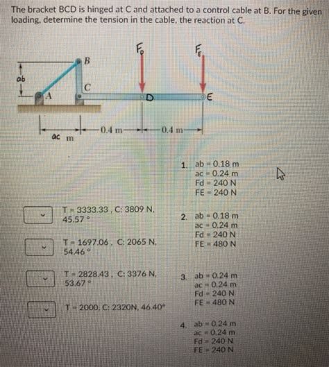 Solved The Bracket Bcd Is Hinged At C And Attached To A Chegg