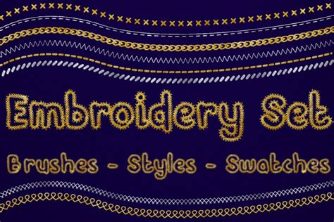 Embroidery Photoshop Effect 90 Brushes 80 Swatches 7 Styles Masterbundles