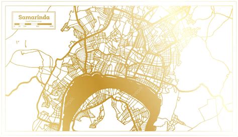 Mapa De La Ciudad De Samarinda Indonesia En Estilo Retro En Color