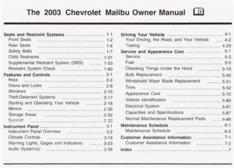 2003 Chevrolet Malibu Owners Manual PDF Manual Directory