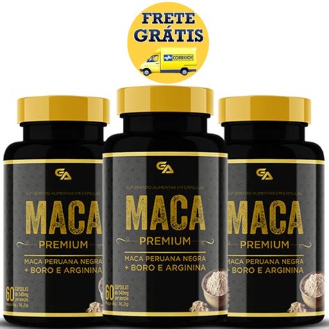 Kit 3 Potes De Maca Peruana Negra Boro Arginina 60 Caps