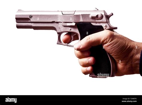 Male Hand Pointing A Gun Isolated Stock Photo Alamy