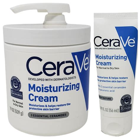 Cerave Moisturizing Cream Bundle Pack Contains 19 Oz Tub With Pump And Ounce Travel Size