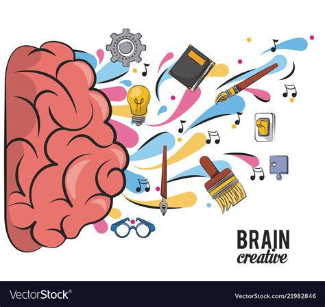 Creative Brain Cartoons Royalty Free Vector Image