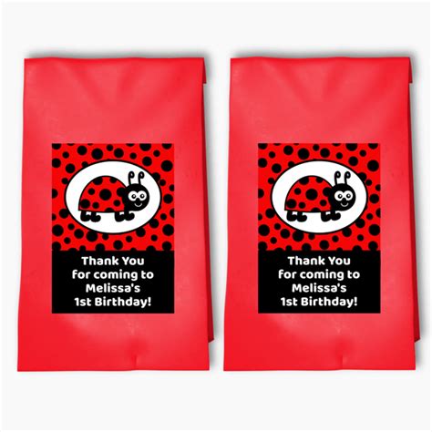 Personalised Lady Bug Party Bags And Labels Katie J Design And Events