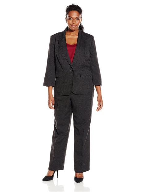 Le Suit Women S Plus Size Pinstripe Pant Suit Black White 24W