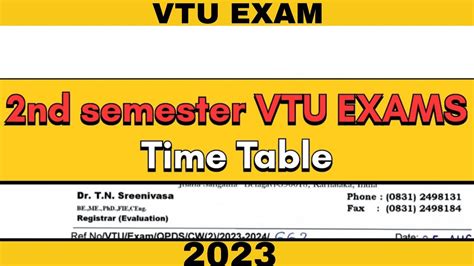 Vtu Nd Sem Vtu Exam Time Table Youtube