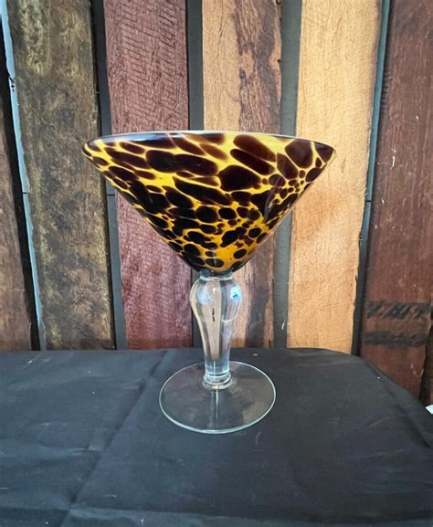 Amici Hand Blown Leopard Print Martini Cocktail Glass Great Gift Ebay