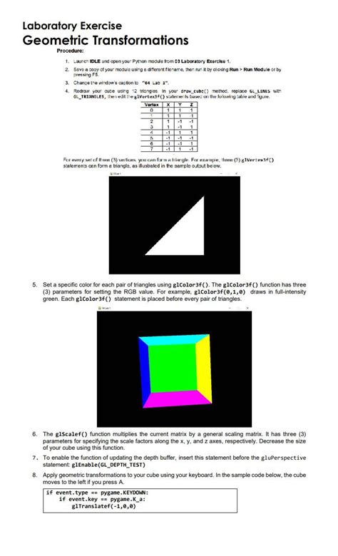 Solved Laboratory Exercise Geometric Transformations Chegg