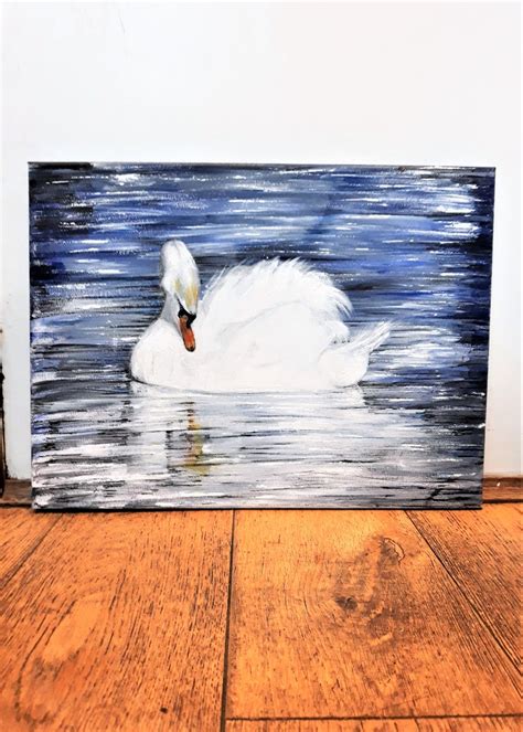 Swan Painting Swan Lake Art Original Acrylic on Canvas - Etsy