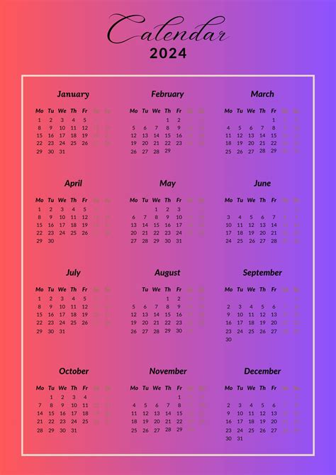 Printable Calendar 2024 Monthly Planner 2024 A4 Letter Etsy