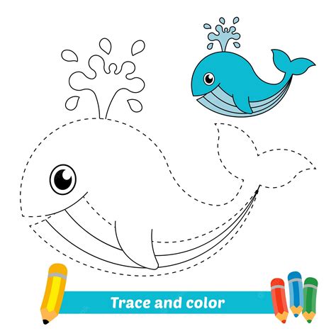 Premium Vector Trace And Color For Kids Whale Vector