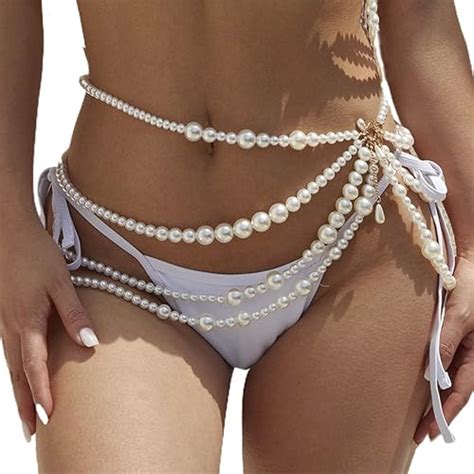 Amazon Asooll Pearl Belly Chain Layered Waist Body Chains Bikini