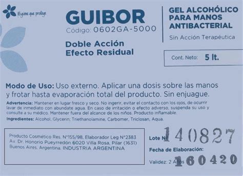 Alcohol En Gel X Bidon De 5 Litros ANMAT LPS FAJU