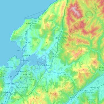 Porirua City topographic map, elevation, terrain