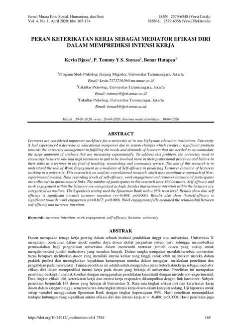 PDF PERAN KETERIKATAN KERJA SEBAGAI MEDIATOR EFIKASI DIRI DALAM