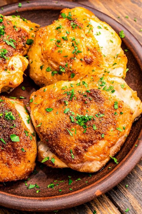 Air Fryer Chicken Thighs Perfectly Crispy Julies Eats And Treats